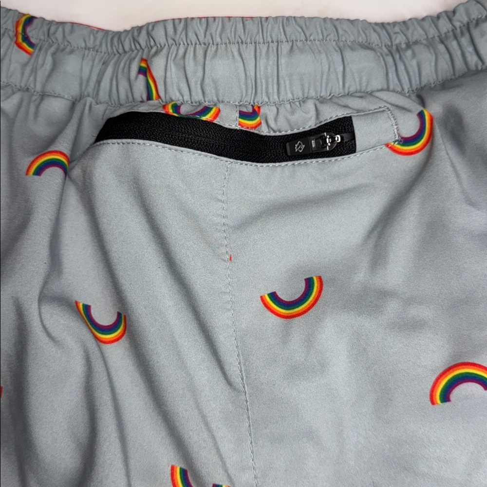 Rabbit Women's Repeats 2” rainbow love all Athletic running Shorts pride workout - Picture 4 of 9
